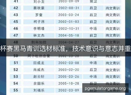 杯赛黑马青训选材标准，技术意识与意志并重